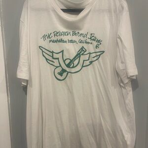 True Religion White and Green Short Sleeve Tee